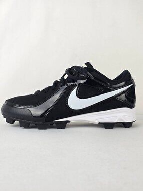 Nike Baseball Cleats Black White Low Top Metal-Free Size 6Y